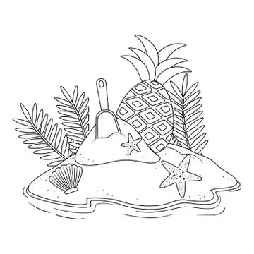 Summer and vacation icon set design Illustrazione stock