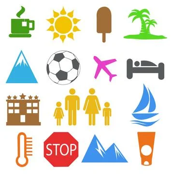 Summer and Vacation icons vector Illustrazione stock
