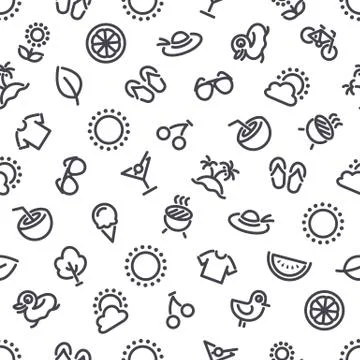 Summer and Vacation Seamless Pattern Stock Illustration