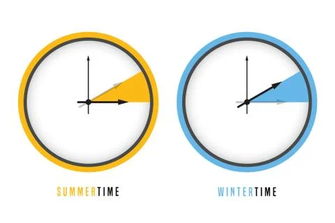 Summer and winter time clock daylight saving Stock Illustration