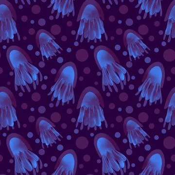 Summer animals seamless jellyfish pattern for wrapping paper and kids Stock Illustration