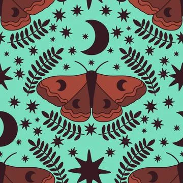 Summer animals seamless moth and butterfly pattern for wrapping paper Illustrazione stock