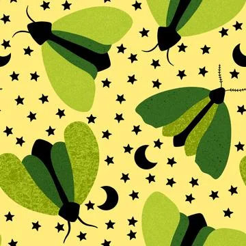 Summer animals seamless moth and butterfly pattern for wrapping paper Illustrazione stock