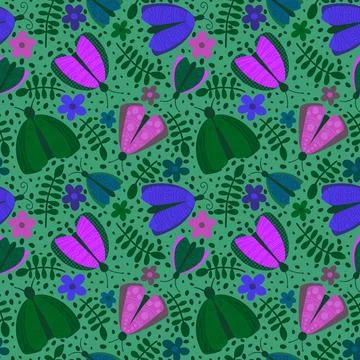 Summer animals seamless moth and butterfly pattern for wrapping paper 스톡 일러스트