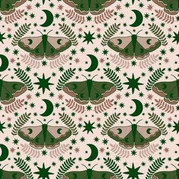 Summer animals seamless moth and butterfly pattern for wrapping paper Illustrazione stock