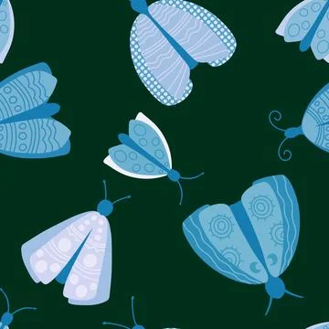 Summer animals seamless moth and butterfly pattern for wrapping paper Illustrazione stock