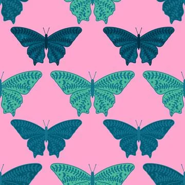 Summer animals seamless moth and butterfly pattern for wrapping paper 스톡 일러스트