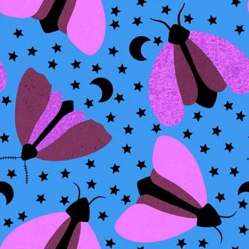 Summer animals seamless moth and butterfly pattern for wrapping paper 스톡 일러스트