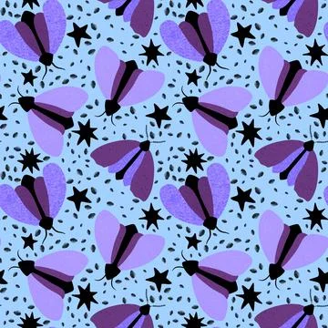 Summer animals seamless moth and butterfly pattern for wrapping paper 스톡 일러스트