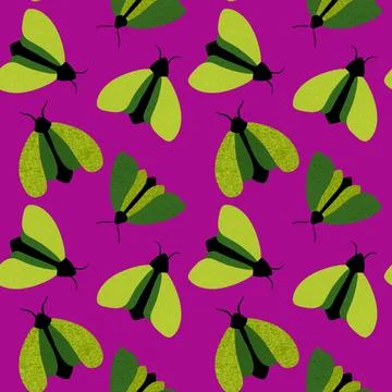Summer animals seamless moth and butterfly pattern for wrapping paper 스톡 일러스트