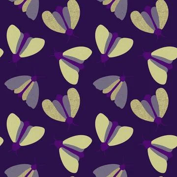 Summer animals seamless moth and butterfly pattern for wrapping paper Illustrazione stock