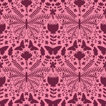 Summer animals seamless moth and butterfly pattern for wrapping paper Illustrazione stock