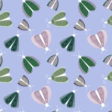 Summer animals seamless moth and butterfly pattern for wrapping paper 스톡 일러스트