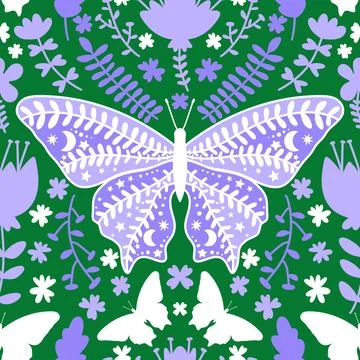 Summer animals seamless moth and butterfly pattern for wrapping paper 스톡 일러스트