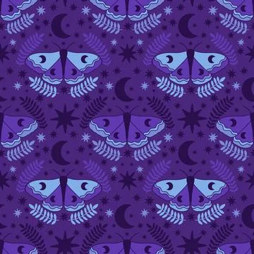 Summer animals seamless moth and butterfly pattern for wrapping paper Illustrazione stock