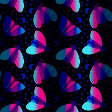 Summer animals seamless moth and butterfly pattern for wrapping paper 스톡 일러스트