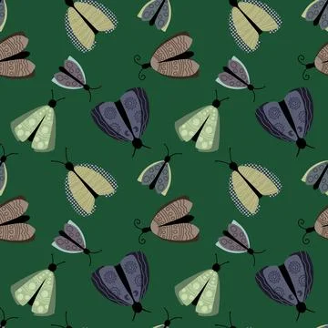 Summer animals seamless moth and butterfly pattern for wrapping paper Illustrazione stock