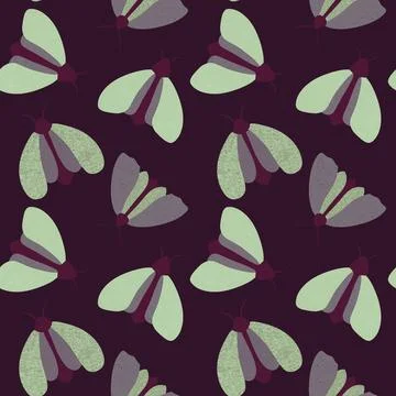 Summer animals seamless moth and butterfly pattern for wrapping paper Illustrazione stock