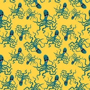 Summer animals seamless octopus pattern for wrapping paper and kids Stock Illustration