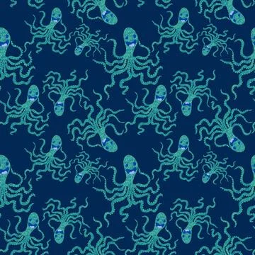 Summer animals seamless octopus pattern for wrapping paper and kids Stock Illustration