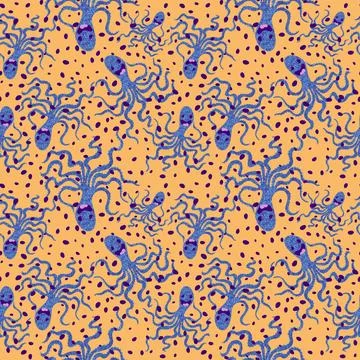 Summer animals seamless octopus pattern for wrapping paper and kids Stock Illustration