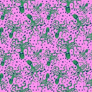 Summer animals seamless octopus pattern for wrapping paper and kids Stock Illustration