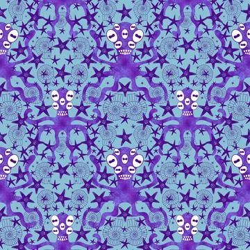 Summer animals seamless octopus pattern for wrapping paper and kids Stock Illustration