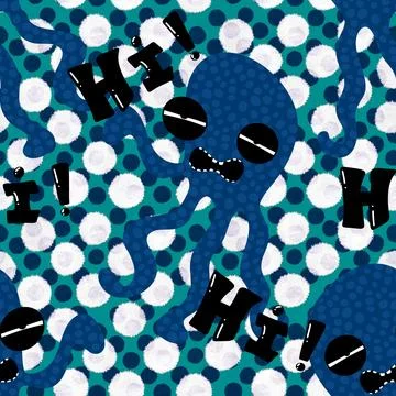 Summer animals seamless octopus pattern for wrapping paper and kids Stock Photos