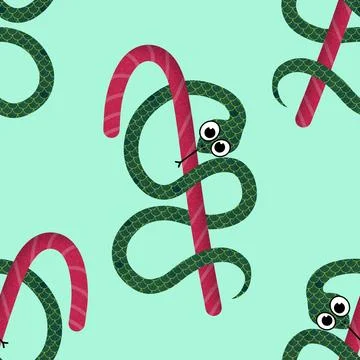 Summer animals seamless snake pattern for wrapping paper and new 2025 year 스톡 일러스트