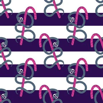 Summer animals seamless snake pattern for wrapping paper and new 2025 year Stock Illustration