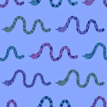 Summer animals seamless snake pattern for wrapping paper and new 2025 year 库存插图