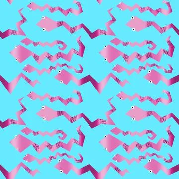 Summer animals seamless snake pattern for wrapping paper and new 2025 year Stockillustratie