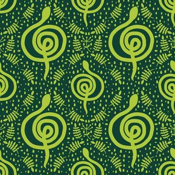 Summer animals seamless snake pattern for wrapping paper and new 2025 year Stock Illustration