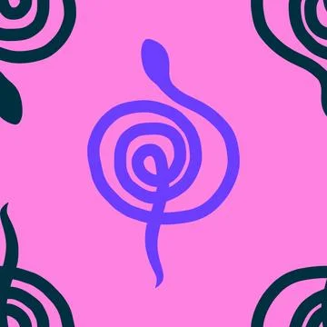 Summer animals seamless snake pattern for wrapping paper and new 2025 year 库存插图