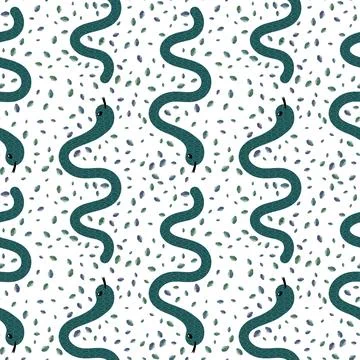 Summer animals seamless snake pattern for wrapping paper and new 2025 year Stock Illustration