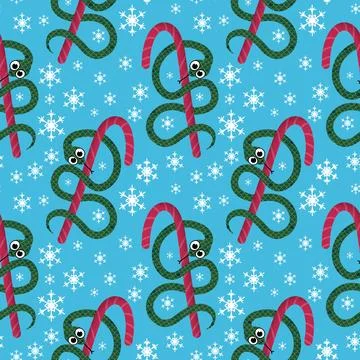 Summer animals seamless snake pattern for wrapping paper and new 2025 year Stock Illustration