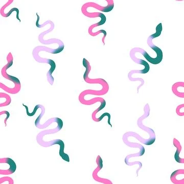 Summer animals seamless snake pattern for wrapping paper and new 2025 year Stock Illustration