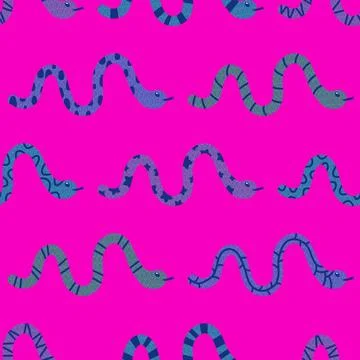 Summer animals seamless snake pattern for wrapping paper and new 2025 year 库存插图
