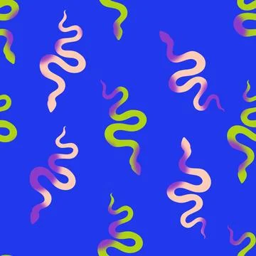 Summer animals seamless snake pattern for wrapping paper and new 2025 year Stockillustratie