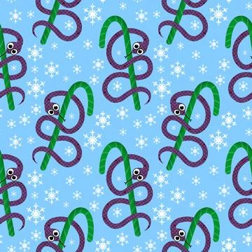 Summer animals seamless snake pattern for wrapping paper and new 2025 year イラスト素材