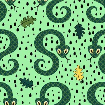 Summer animals seamless snake pattern for wrapping paper and new 2025 year 스톡 일러스트