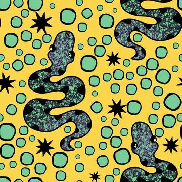 Summer animals seamless snake pattern for wrapping paper and new 2025 year 스톡 일러스트