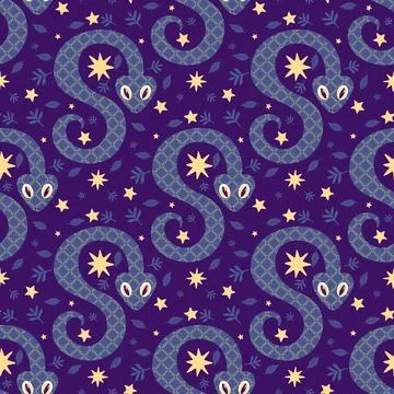 Summer animals seamless snake pattern for wrapping paper and new 2025 year 스톡 일러스트