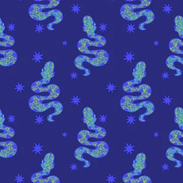 Summer animals seamless snake pattern for wrapping paper and new 2025 year 스톡 일러스트