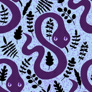 Summer animals seamless snake pattern for wrapping paper and new 2025 year Stock Illustration