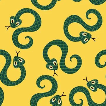 Summer animals seamless snake pattern for wrapping paper and new 2025 year Illustrazione stock