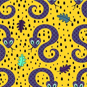 Summer animals seamless snake pattern for wrapping paper and new 2025 year 스톡 일러스트