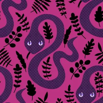 Summer animals seamless snake pattern for wrapping paper and new 2025 year Stockillustratie