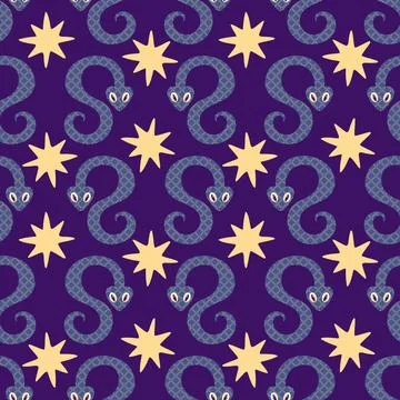 Summer animals seamless snake pattern for wrapping paper and new 2025 year Illustrazione stock