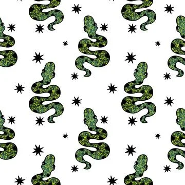 Summer animals seamless snake pattern for wrapping paper and new 2025 year Stockillustratie